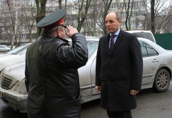  Heil Hitler: Andriy Parubiy arrives to inspect his new army.