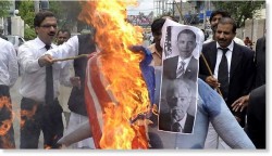 These guys aren't even Arab and even they enjoy an old-fashioned US Flag burning.