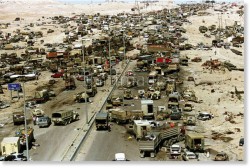 The 'good old days'- Gulf 'war' 1 and the highway of death. Military and civilian vehicles alike, and their occupants, blown to pieces by the USA