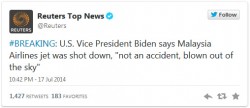 Five hours after the crash of MH17, U.S. VP Biden had proclaimed it was "not an accident" and was "blown out of the sky". How did he know?